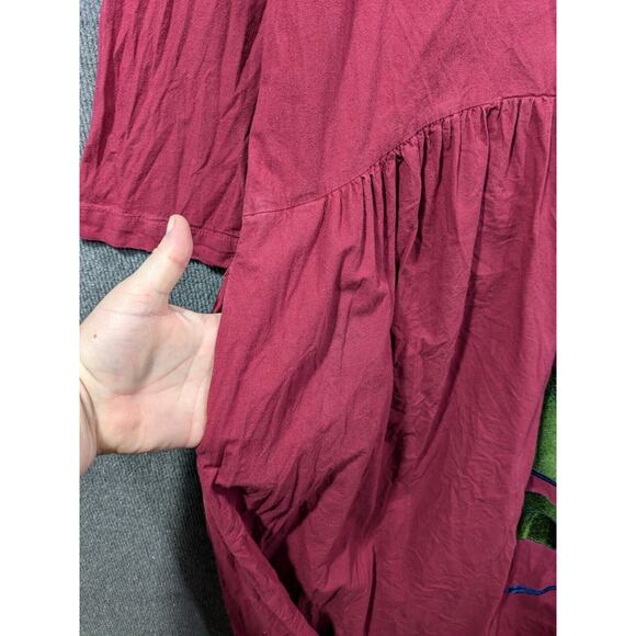 Svarga Ukraine Dress Womens 42 Embroidered Floral Cotton Traditional Red - Picture 7 of 16